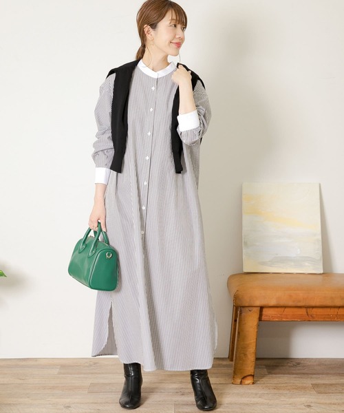 URBAN RESEARCH Sonny Label（アーバンリサーチサニーレーベル）の「ストライプシャツワンピース（シャツワンピース・レディース・グレー/グリーン/ブルー・FREE）」の2枚目の写真