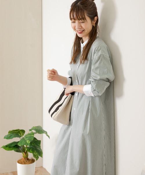 URBAN RESEARCH Sonny Label（アーバンリサーチサニーレーベル）の「ストライプシャツワンピース（シャツワンピース・レディース・グレー/グリーン/ブルー・FREE）」の3枚目の写真
