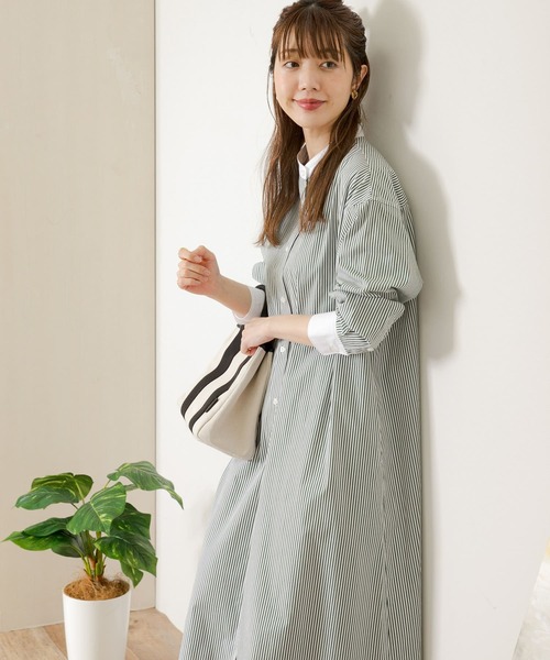 URBAN RESEARCH Sonny Label（アーバンリサーチサニーレーベル）の「ストライプシャツワンピース（シャツワンピース・レディース・グレー/グリーン/ブルー・FREE）」の4枚目の写真