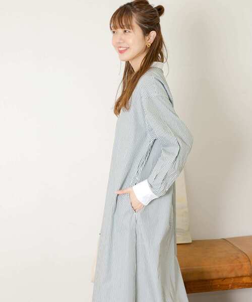 URBAN RESEARCH Sonny Label（アーバンリサーチサニーレーベル）の「ストライプシャツワンピース（シャツワンピース・レディース・グレー/グリーン/ブルー・FREE）」の6枚目の写真