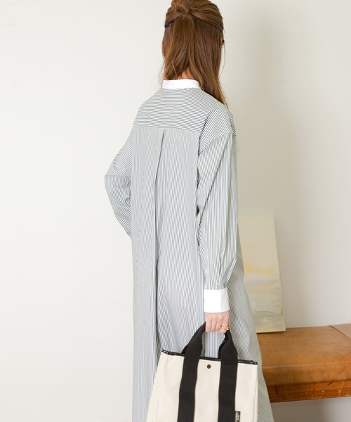 URBAN RESEARCH Sonny Label（アーバンリサーチサニーレーベル）の「ストライプシャツワンピース（シャツワンピース・レディース・グレー/グリーン/ブルー・FREE）」の7枚目の写真