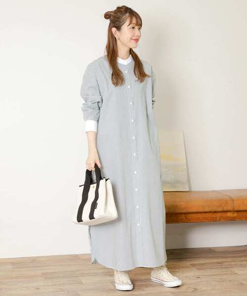 URBAN RESEARCH Sonny Label（アーバンリサーチサニーレーベル）の「ストライプシャツワンピース（シャツワンピース・レディース・グレー/グリーン/ブルー・FREE）」の9枚目の写真