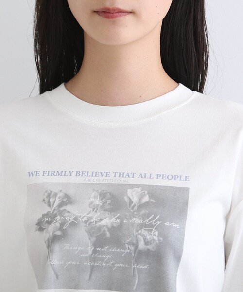INDIVI(インディヴィ)の「【LIFE】オーガニック メッセージロゴロングTシャツ(Tシャツ/カットソー・レディース・ホワイト/ライトベージュ/ホワイト系・13/38)」の8枚目の写真