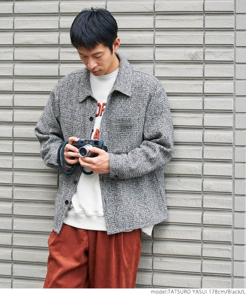 coca(coca)(コカ)の「メンズヘリンボーンジャケット(その他アウター・メンズ・ブラック/ブラウン・M/L/XL)」の3枚目の写真