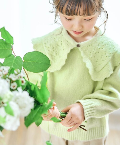 apres les cours（アプレレクール）の「【3WAYアイテム】WEB限定 3way衿付きセーター（ニット/セーター・キッズ・ベージュ/ライム/イエロー/サーモンピンク・110/120/130/140/90/100/80）」の19枚目の写真