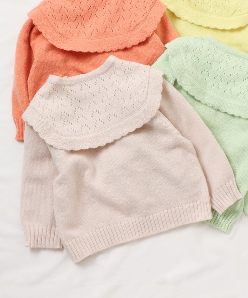 apres les cours（アプレレクール）の「【3WAYアイテム】WEB限定 3way衿付きセーター（ニット/セーター・キッズ・ベージュ/ライム/イエロー/サーモンピンク・110/120/130/140/90/100/80）」の2枚目の写真