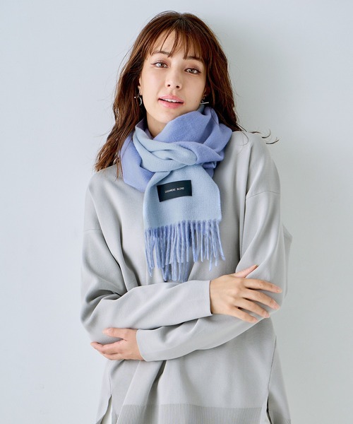 macocca（マコッカ）の「シルケットウールカシミヤブレンド  無地 マフラー（マフラー・レディース・グレー/アイボリー/ライトピンク/ライトベージュ/モカ/ラベンダー/サックスブルー/カーキ/グレイッシュベージュ・FREE）」の7枚目の写真