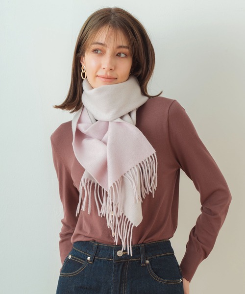 macocca（マコッカ）の「シルケットウールカシミヤブレンド  無地 マフラー（マフラー・レディース・グレー/アイボリー/ライトピンク/ライトベージュ/モカ/ラベンダー/サックスブルー/カーキ/グレイッシュベージュ・FREE）」の14枚目の写真