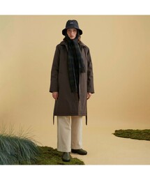 AIGLE | 透湿防水 フーデッドロングベルテッドレインコート(ステンカラーコート)