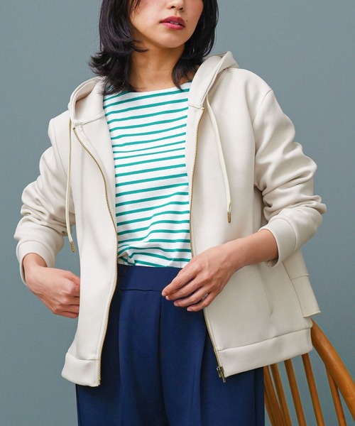バックフリル前開きジップパーカー（パーカー）｜mili an deni