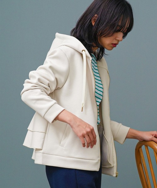 leilian ジップアップコート 襟ギャザー フリル leilian ジップアップコート 襟ギャザー フリル S－LL