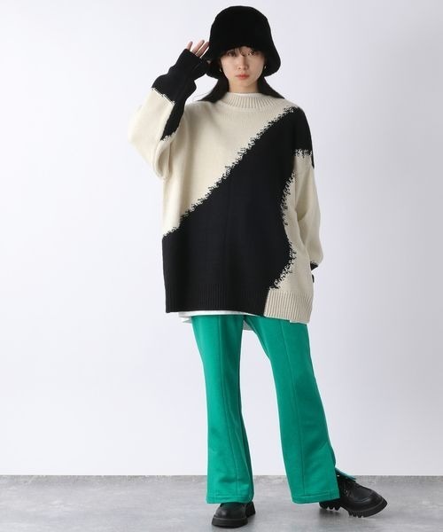 JEANASIS（ジーナシス）の「インターシャブロッキングプルオーバー/177221（ニット/セーター・レディース・ホワイト系その他/ブラック系その他/グレー系その他/ピンク系その他・FREE）」の5枚目の写真