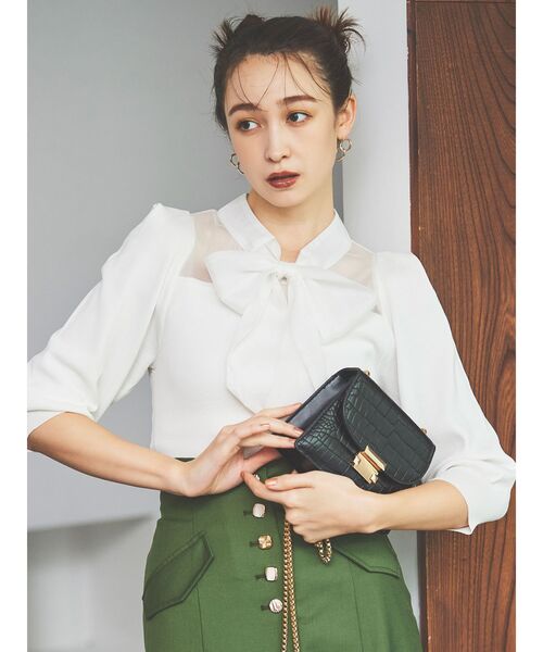 dazzlin(ダズリン)の「シアーリボンタイニット(ニット/セーター・レディース・グレー/オフホワイト/ブラック/ピンク・FREE)」の7枚目の写真