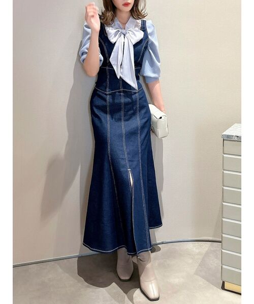 dazzlin(ダズリン)の「シアーリボンタイニット(ニット/セーター・レディース・グレー/オフホワイト/ブラック/ピンク・FREE)」の15枚目の写真