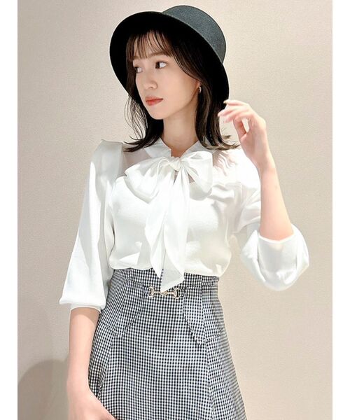 dazzlin(ダズリン)の「シアーリボンタイニット(ニット/セーター・レディース・グレー/オフホワイト/ブラック/ピンク・FREE)」の18枚目の写真