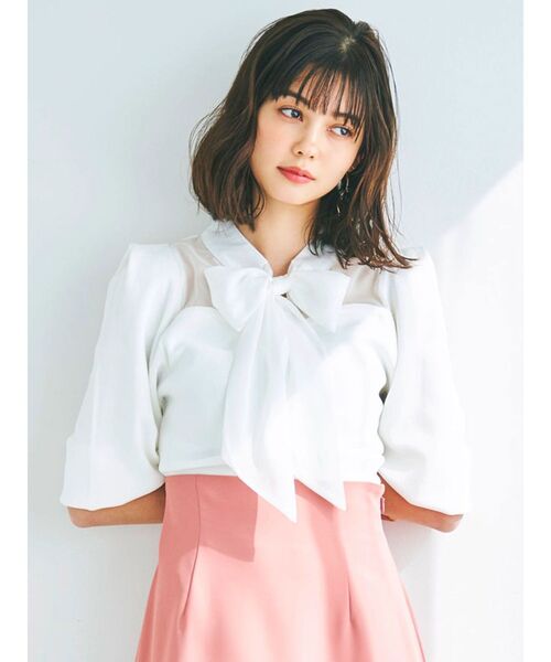 dazzlin(ダズリン)の「シアーリボンタイニット(ニット/セーター・レディース・グレー/オフホワイト/ブラック/ピンク・FREE)」の20枚目の写真