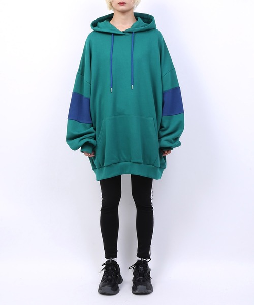 PUNYUS(プニュズ)の「バイカラーパーカー(パーカー・レディース・ネイビー/杢グレー/グリーン/ブラック・3/4)」の5枚目の写真