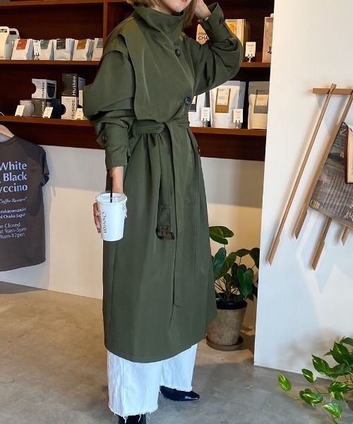 ISOOK（アイスー）の「2way over trench coat / 2wayオーバートレンチコート（mako original item）（トレンチコート・レディース・カーキ/ベージュ・FREE）」の17枚目の写真