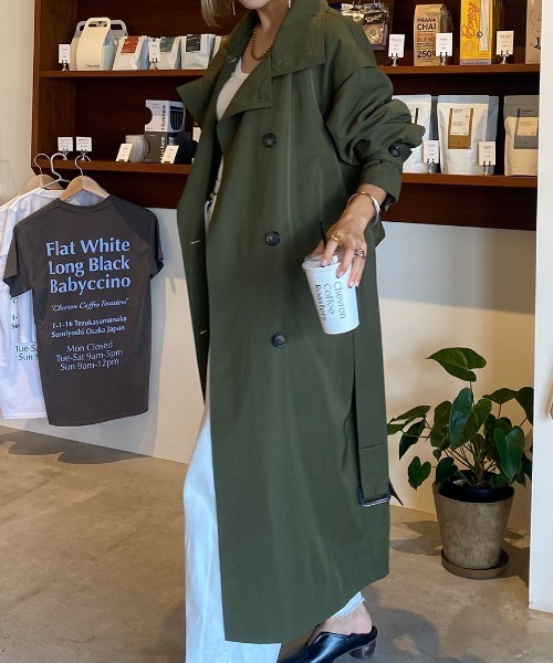 ISOOK（アイスー）の「2way over trench coat / 2wayオーバートレンチコート（mako original item）（トレンチコート・レディース・カーキ/ベージュ・FREE）」の10枚目の写真