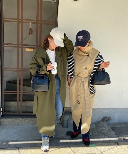 ISOOK（アイスー）の「2way over trench coat / 2wayオーバートレンチコート（mako original item）（トレンチコート・レディース・カーキ/ベージュ・FREE）」の16枚目の写真