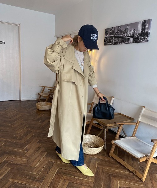 ISOOK（アイスー）の「2way over trench coat / 2wayオーバートレンチコート（mako original item）（トレンチコート・レディース・カーキ/ベージュ・FREE）」の8枚目の写真
