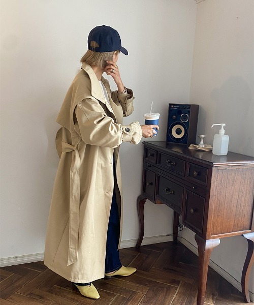 ISOOK（アイスー）の「2way over trench coat / 2wayオーバートレンチコート（mako original item）（トレンチコート・レディース・カーキ/ベージュ・FREE）」の12枚目の写真