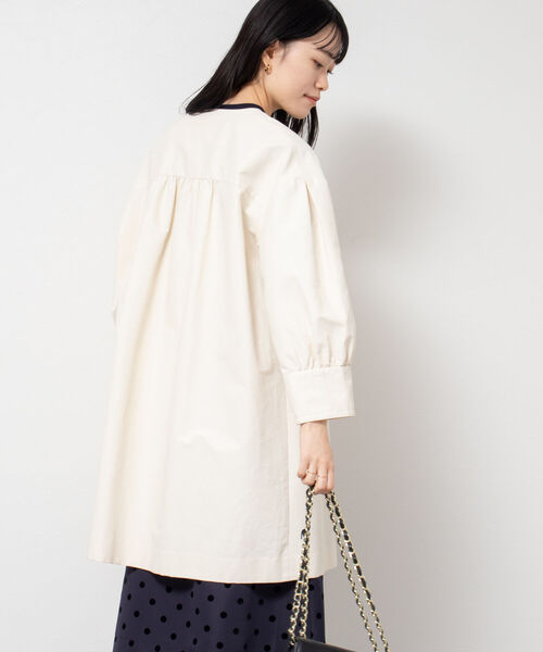 NOLLEY’S（ノーリーズ）の「グログランノーカラーコート（その他アウター・レディース・キナリ/ベージュ/ネイビー・36/38）」の13枚目の写真