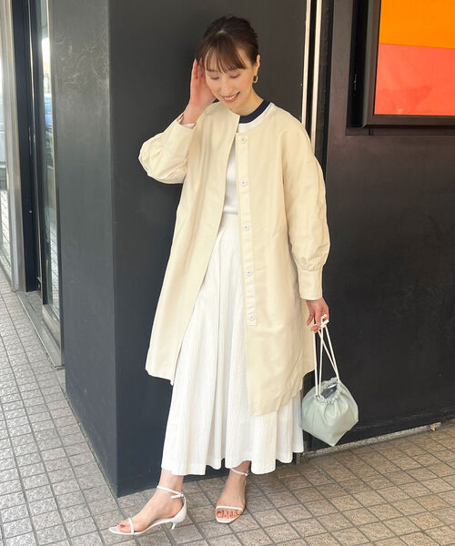 NOLLEY'S ベージュ ノーカラーコート セール】◇【WEB限定】ダンボールノーカラーコート（ノーカラーコート