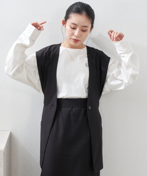 VANNIE U(ヴァニーユー)の「マルチリボンVネックベスト【セットアップ着用可能商品】(ベスト・レディース・ブラック/ライトベージュ・FREE)」の21枚目の写真