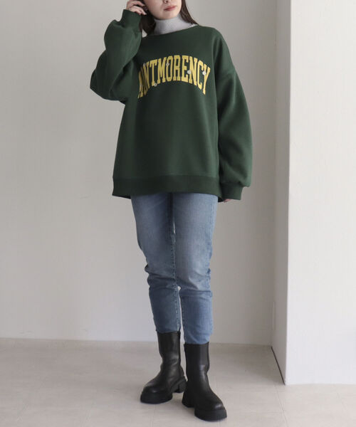 fredy emue（フレディエミュ）の「刺繍ロゴ 裏起毛スウェット（スウェット・レディース・グリーン/チャコールグレー/ライトグレー・38）」の5枚目の写真