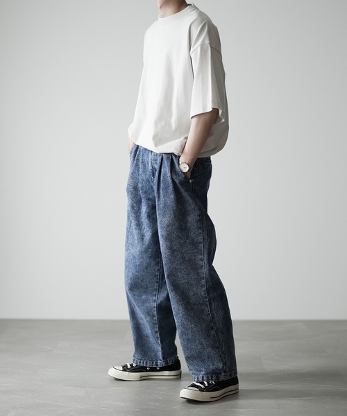 未使用品 BONUM リボンデニムパンツ ブルー MODE ROBE ジーンズ デニム デニムパンツ リボン柄デニムパンツ