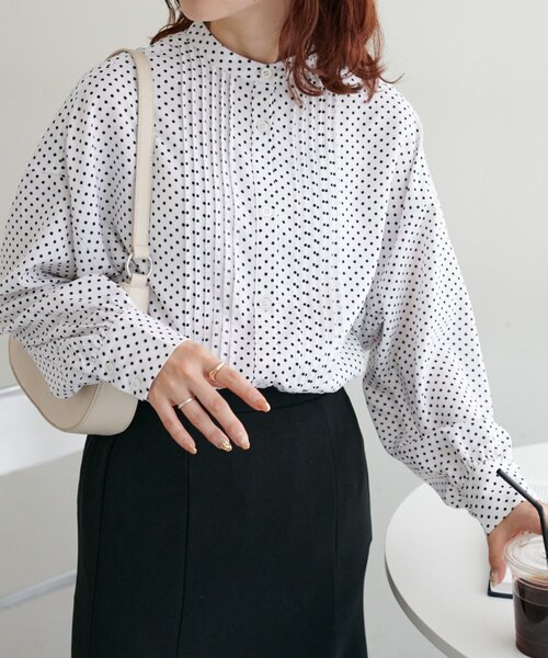 セール】【WEB限定】ドットピンタックブラウス（シャツ/ブラウス