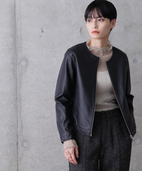 ROSE BUD（ローズバッド）の「ノーカラーライダース（ノーカラージャケット・レディース・ブラック・FREE）」の14枚目の写真