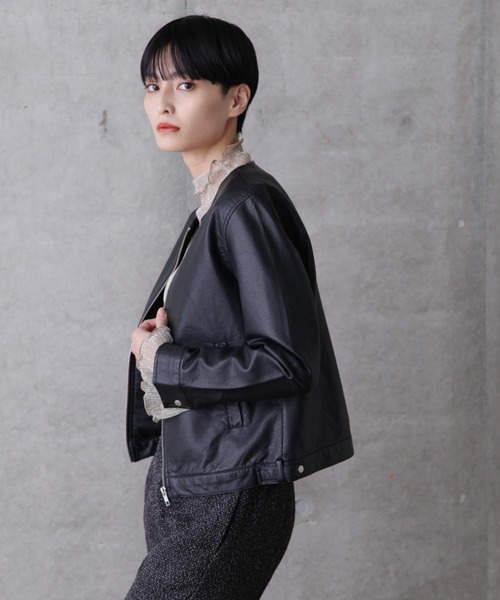 ROSE BUD（ローズバッド）の「ノーカラーライダース（ノーカラージャケット・レディース・ブラック・FREE）」の15枚目の写真