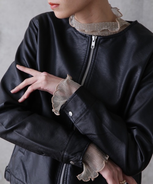 ROSE BUD（ローズバッド）の「ノーカラーライダース（ノーカラージャケット・レディース・ブラック・FREE）」の20枚目の写真