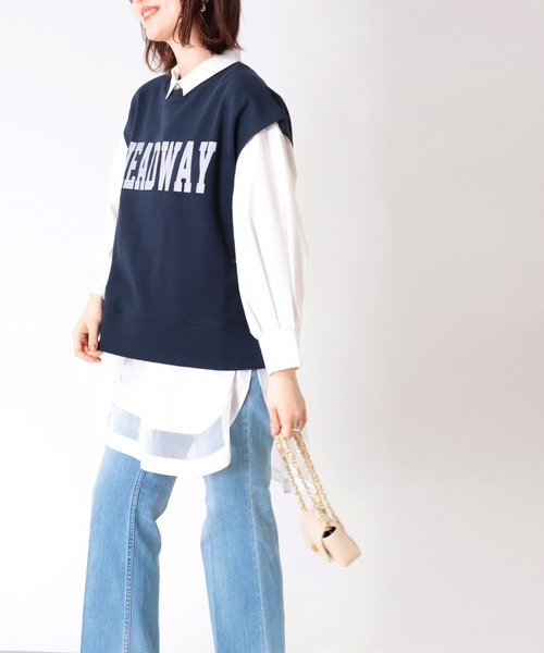 Jines(ジネス)の「カレッジロゴトップス(Tシャツ/カットソー・レディース・ネイビー/グレー/ホワイト・38)」の12枚目の写真