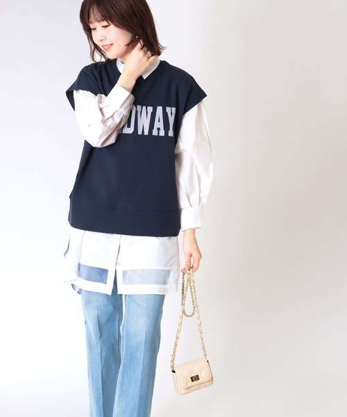Jines(ジネス)の「カレッジロゴトップス(Tシャツ/カットソー・レディース・ネイビー/グレー/ホワイト・38)」の13枚目の写真
