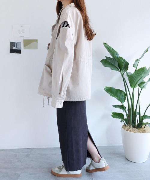 andme（アンドミー）の「2wayミリタリージャケット（ミリタリージャケット・レディース・カーキ/キナリ/ブラック/ベージュ・M）」の8枚目の写真