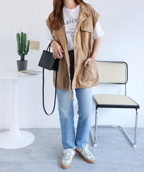 andme（アンドミー）の「2wayミリタリージャケット（ミリタリージャケット・レディース・カーキ/キナリ/ブラック/ベージュ・M）」の11枚目の写真