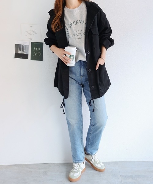 andme（アンドミー）の「2wayミリタリージャケット（ミリタリージャケット・レディース・カーキ/キナリ/ブラック/ベージュ・M）」の14枚目の写真