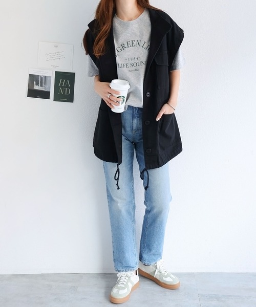 andme（アンドミー）の「2wayミリタリージャケット（ミリタリージャケット・レディース・カーキ/キナリ/ブラック/ベージュ・M）」の12枚目の写真