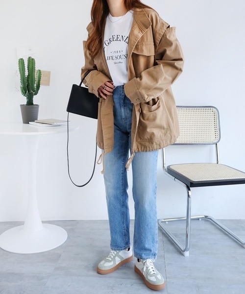 andme（アンドミー）の「2wayミリタリージャケット（ミリタリージャケット・レディース・カーキ/キナリ/ブラック/ベージュ・M）」の21枚目の写真