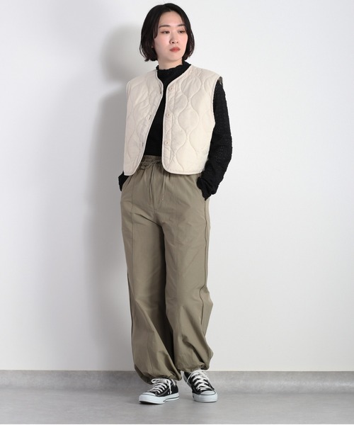 cepo（セポ）の「ショートキルトベスト　2WAY（ベスト・レディース・イエロー/オフホワイト/オリーブ・M）」の15枚目の写真