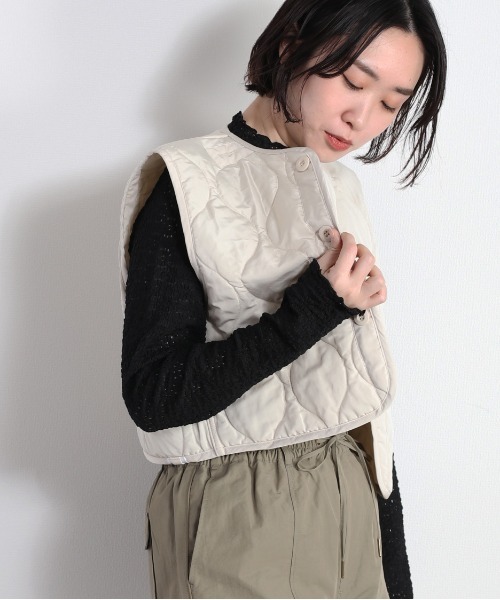 cepo（セポ）の「ショートキルトベスト　2WAY（ベスト・レディース・イエロー/オフホワイト/オリーブ・M）」の16枚目の写真