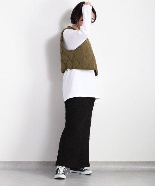 cepo（セポ）の「ショートキルトベスト　2WAY（ベスト・レディース・イエロー/オフホワイト/オリーブ・M）」の18枚目の写真