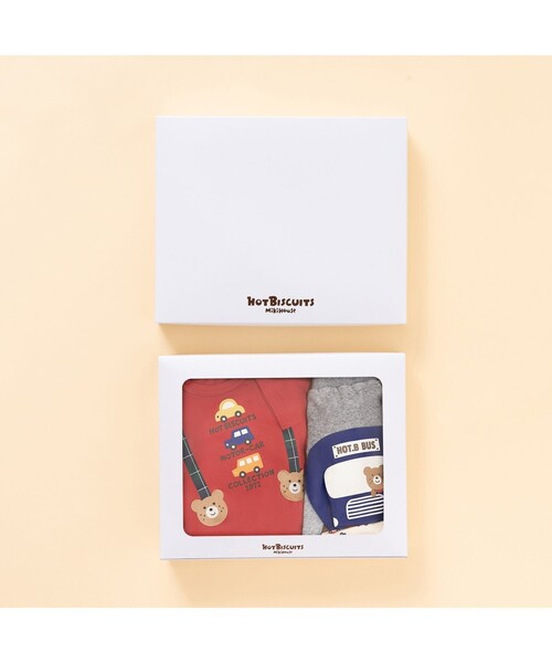 HOT BISCUITS（ホットビスケッツ）の「ベビー Tシャツ＆パンツセット【BOX付き】（ベビーギフト・キッズ・レッド/ライトイエロー/ピンク/ブルー・70cm）」の5枚目の写真