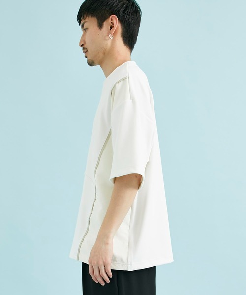 CITY TOKYO（シティトウキョウ）の「オーバーサイズダンボール半袖Tシャツ｜接触冷感/吸水速乾/抗菌防臭/UVカット/ハイストレッチ（Tシャツ/カットソー・メンズ・ホワイト/グレー/グレイッシュベージュ/ブラック・1/2/3）」の9枚目の写真