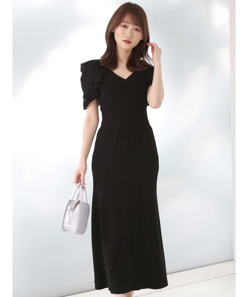 MERCURYDUO（マーキュリーデュオ）の「シアーパワショルニットワンピース（ワンピース・レディース・チャコールグレー/ベージュ/アイボリー・SMALL/MEDIUM）」の2枚目の写真