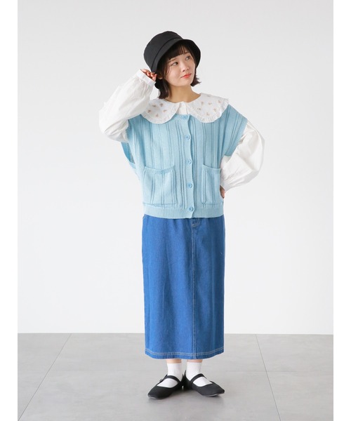 ehka sopo（エヘカソポ）の「丸襟刺繍ブラウス（シャツ/ブラウス・レディース・グレー/オフホワイト/キナリ・ﾌﾘ-）」の22枚目の写真