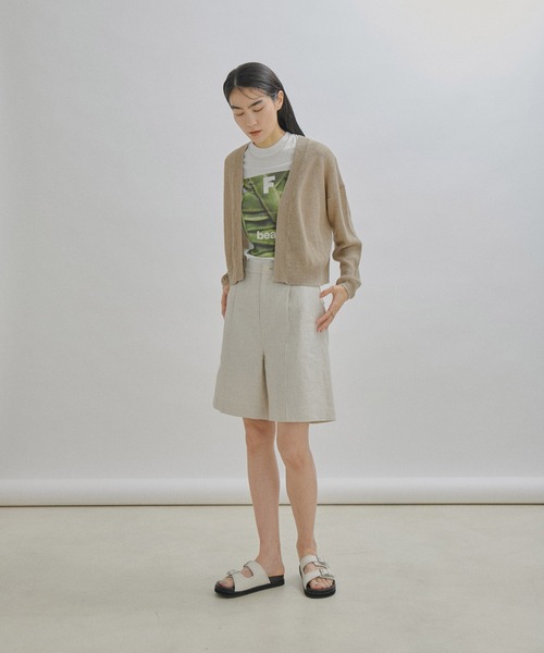 SALON adam et rope'（サロン アダム エ ロペ）の「【WEB限定】リネンショートカーディガン/ボレロ（カーディガン/ボレロ・レディース・キナリ/チャコールグレー/ベージュ・FREE）」の5枚目の写真